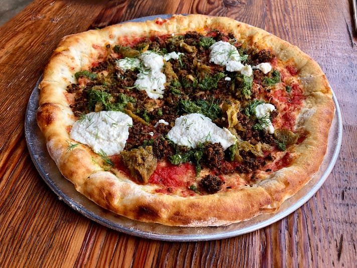 Vegan Meatball Pizza at Seabirds Kitchen in Long Beach | Instagram by @rxenergie