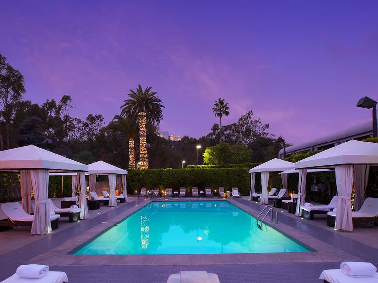 Luxe Sunset Boulevard pool at night