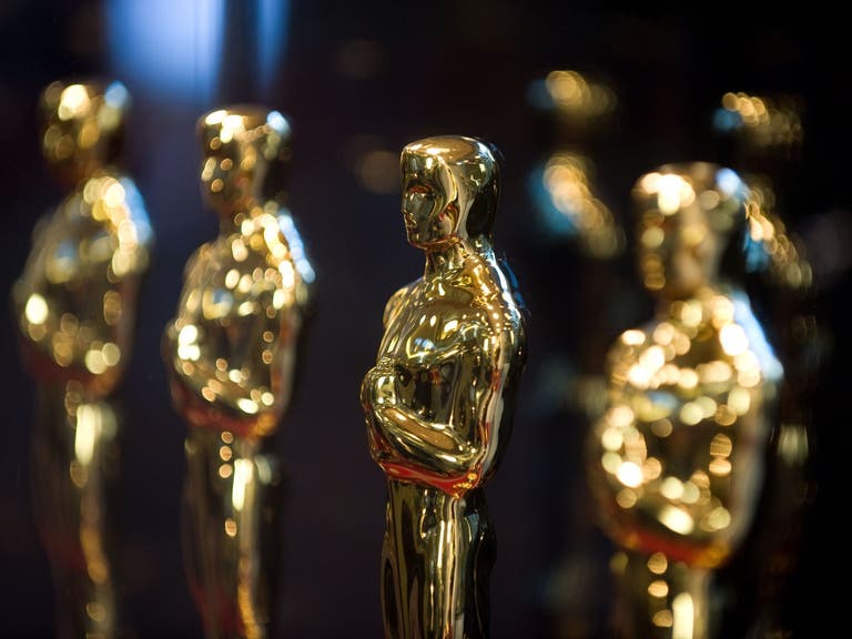 Oscar statues backstage at the Academy Awards