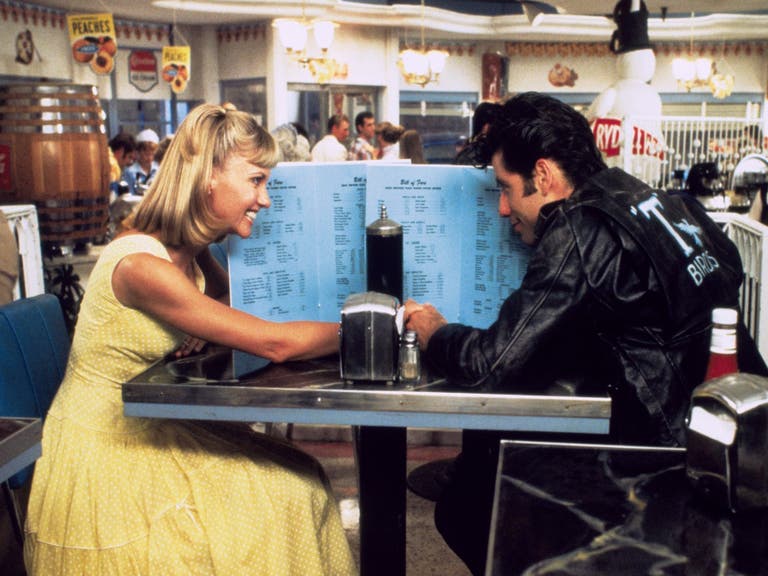 Sandy and Danny at the Frosty Palace in "Grease"
