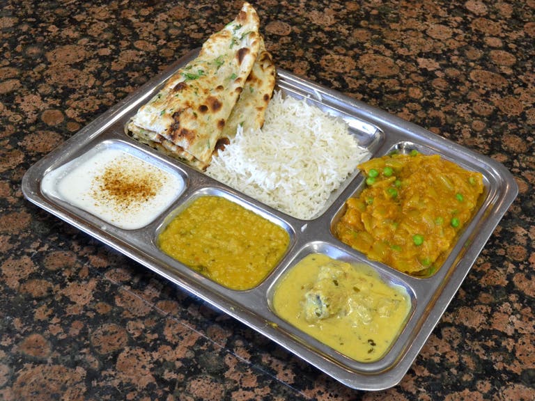 Vegetarian thali at Bhanu Indian Grocery & Cuisine | Photo: Joshua Lurie